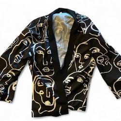 Black & White face print Kimono inspired cardigan 