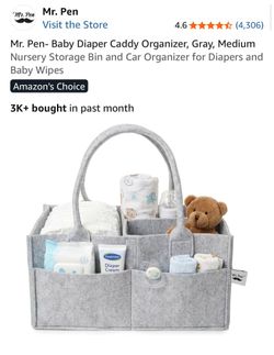 Mr. Pen Baby Diaper Caddy Organizer Gray Medium