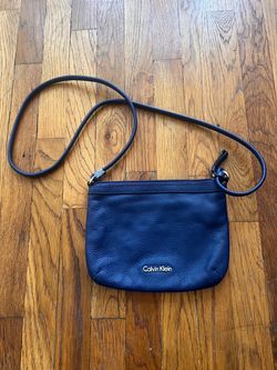 Calvin Klein Blue Pebbled Leather Crossbody Bag