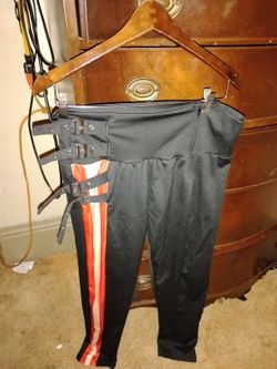 Racer Stripe Leggings With Buckles. Size XL