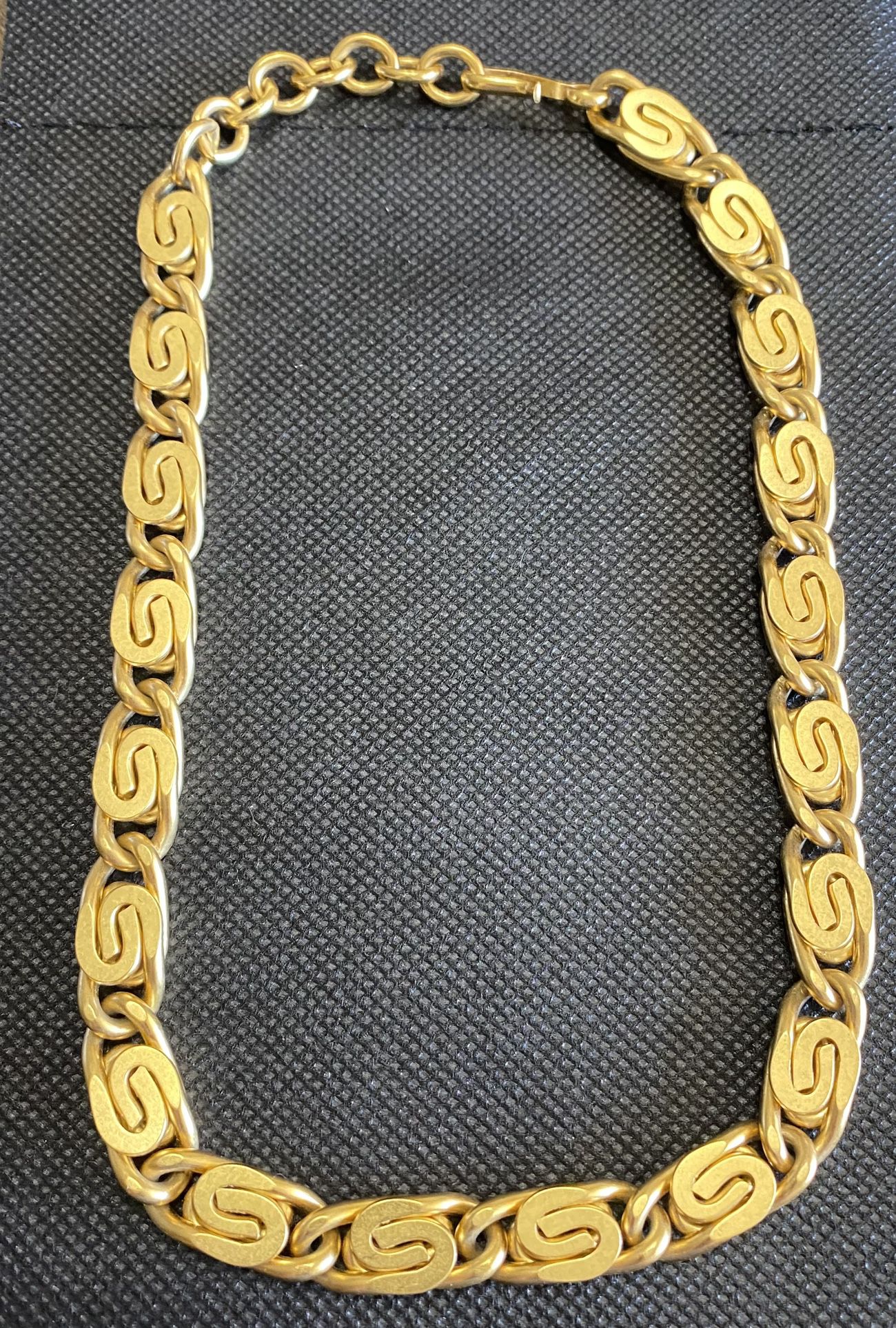 Vintage Monet Gold Tone Greek Key/ Snail Chain 16” Necklace