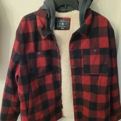 Men's G.H. Bass Sherpa Lined Flannel Jacket With Hood XXL