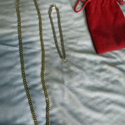 Gold Plated Silver Chain And Bracelet