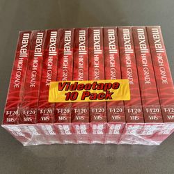 10 Pack  Of New Maxwell VHS Tapes.