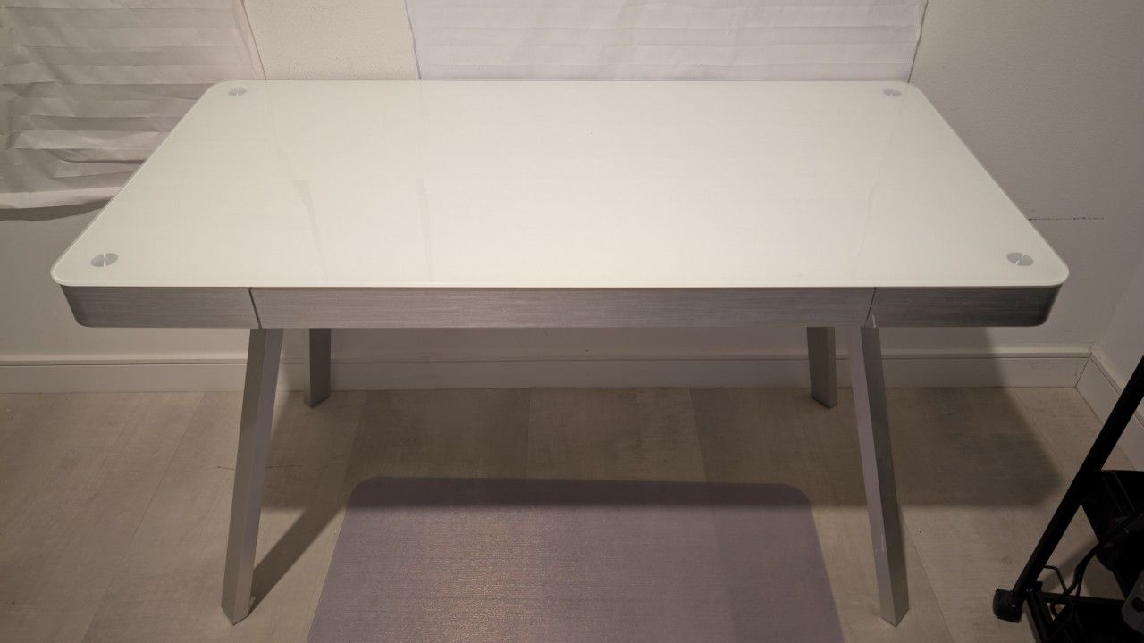Table / Desk With Glass Top And Pull Out Shelf