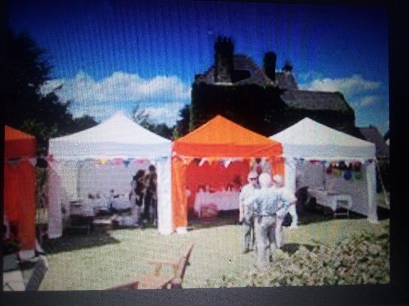 Orange And Gray Pop Up Tent Set Four Piece (Canopy Pop-up Top) No Sidewalls
