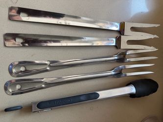 Lot 1 Tongs  & 3 Stainless Steel Pot Fork