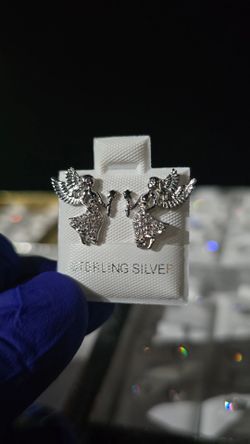 925 Sterling Silver VVSD Swarovski Crystals Angel Earrings