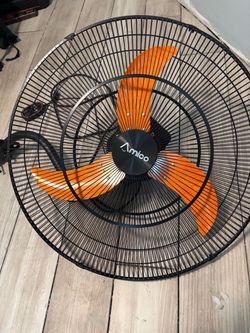 Amico Large wall hung Fan with Orange Blades