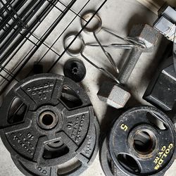 Weight bench, weights, and bars!