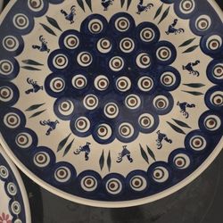 Polish Pottery Plates Peacock Pattern