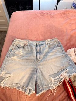 American Eagle Baggy Mom Shorts Size 18 / 34W – Distressed Light Wash