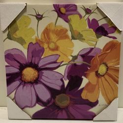 NEW 18 x 18 floral canvas wall art 