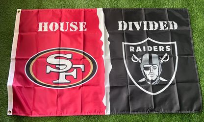 House Divided Raiders 49ers flag size 5’x3’