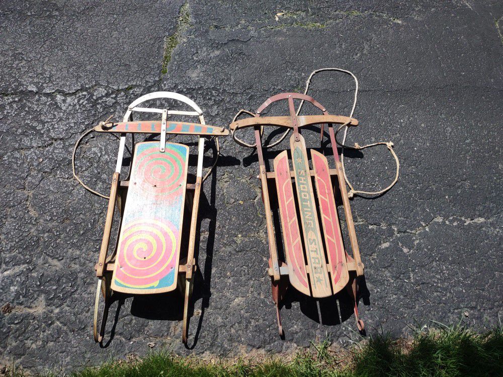 2 Vintage sleds for $40