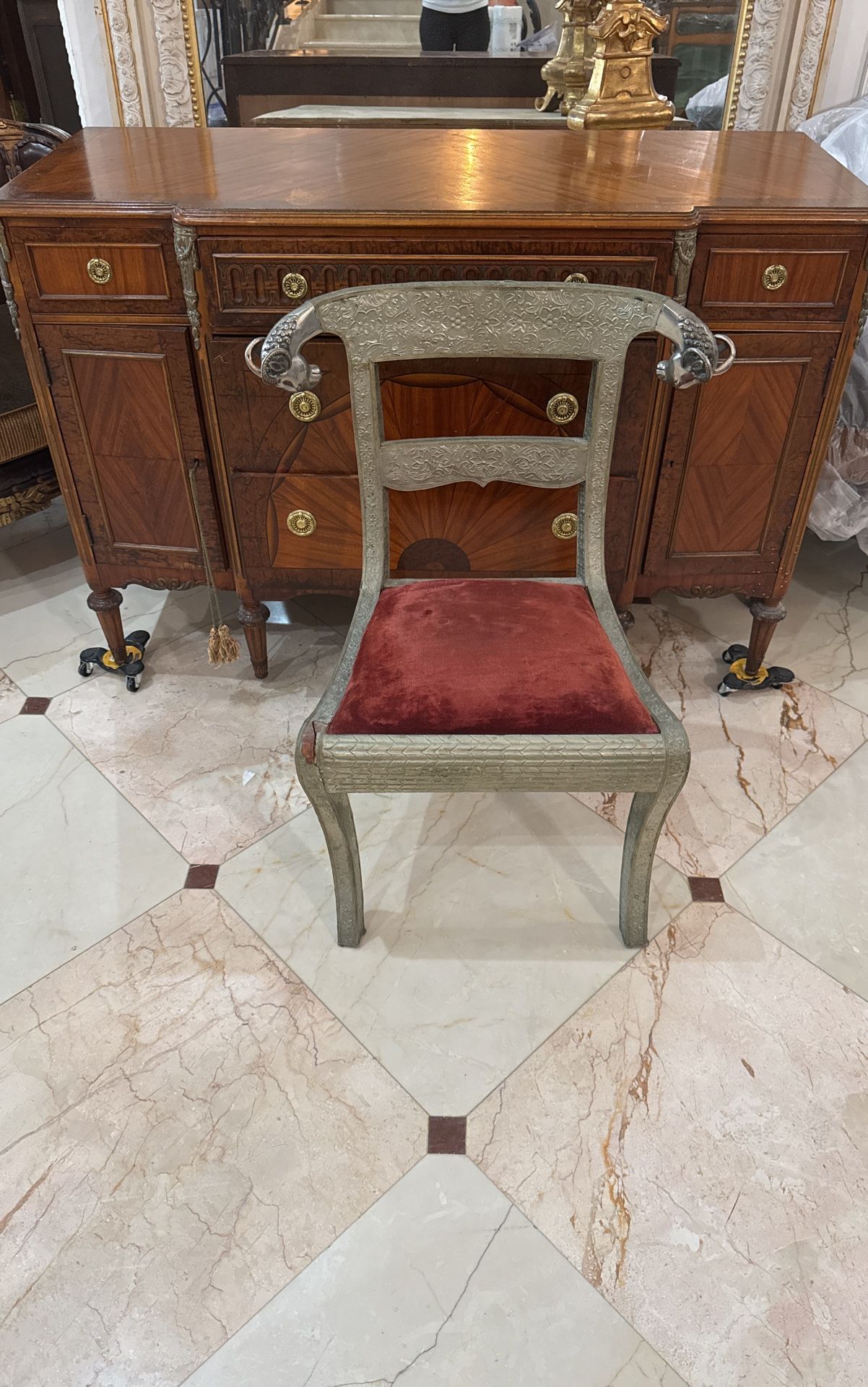 Vintage Regency Anglo Indian Rams Head Chair