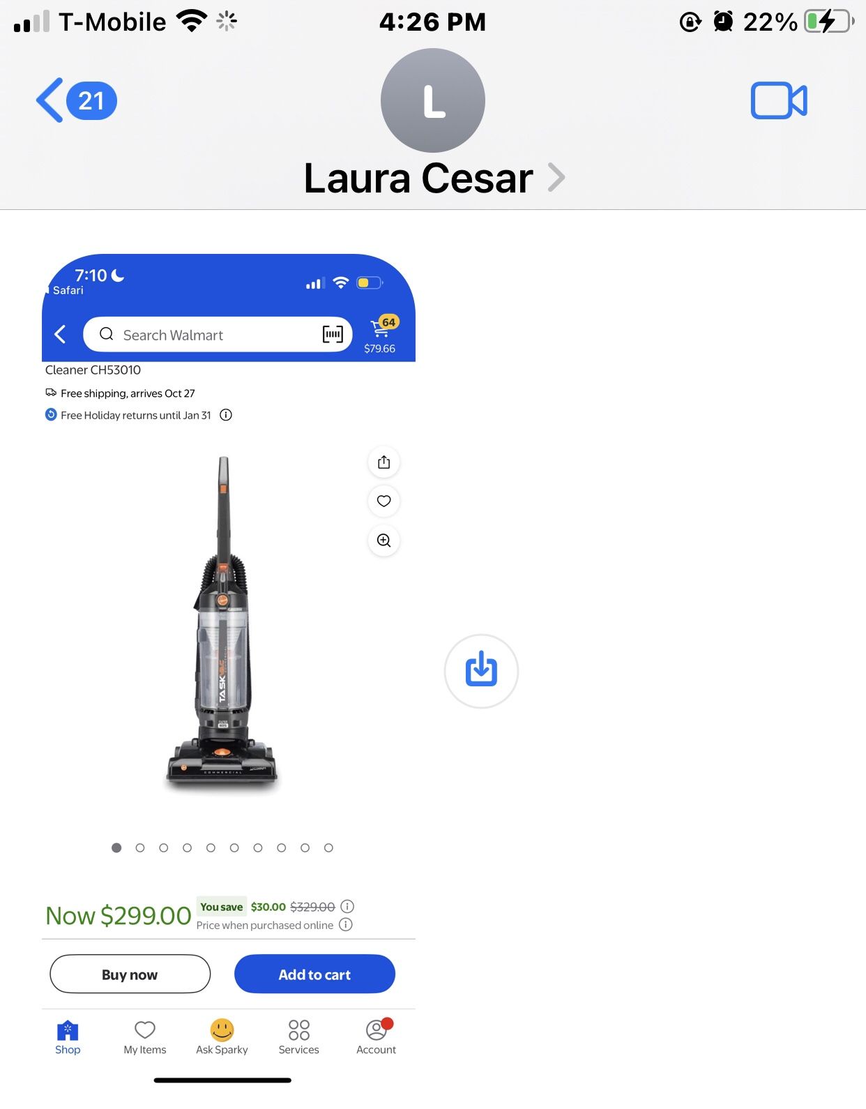 Hoover TaskVac Commercial Bagless Upright Vacuum CH53010