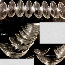 8 Pc Set of Tapio vintage clear glass oval boat-shaped dessert/nut bowls (1950’s)
