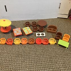 Vintage Fisher Price Random Tables, Chairs And Furniture 