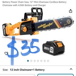 Electric Chainsaw Cordless, Electric Chain Saws Cordless, 20V Battery Power Chain Saw, 12" Mini Chainsaw Cordless Battery Chainsaw with 4.0Ah Battery 