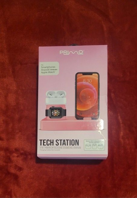 NWT PRIMO TECH STATION 3 IN 1 PREMIUM SILICONE CHARGING STATION FOR APPLE ANDROID