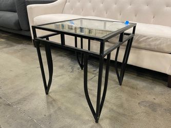 Glass and Metal End Table with Tapered Legs