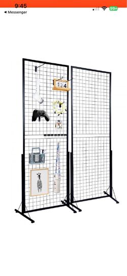 2-pack grid wall panel tower measures approximately 2 feet by 5.6 feet per panel.