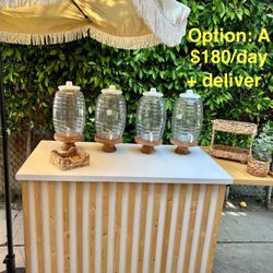 Beverage Bar, Refreshment Bar, Refrescos, Bar Cart, Agua Fresca Dispenser, Pitchers, Water Pitcher Dispenser, Mobile Bar, Drinks