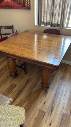 Solid Oak Antique 45” Square Dining Table
