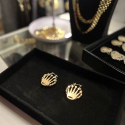 Gold Crown Small Hoop Earrings 