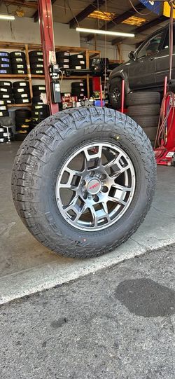 TRD Pro Style 17x8 Matte GunMetal 6x139.7 +5 Wheels 265/70R17 Falken Wildpeak A/T4W GX460 GX470 17”