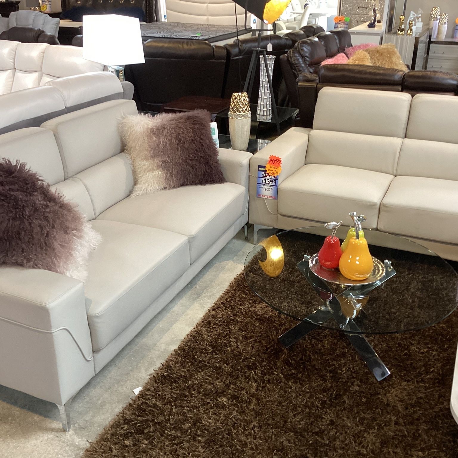 Beautiful Furniture Sofa Loveseat On Sale Now With A Free Hug And A Free Coffee Table For $1199 Colors White/Gray/Black/Red Are Available 