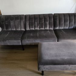 Gray Velvet Sleeper Sofa