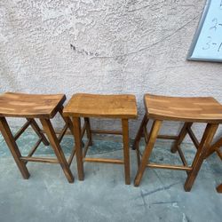 Set Of 3 Bar Stool Bancos De Madera 