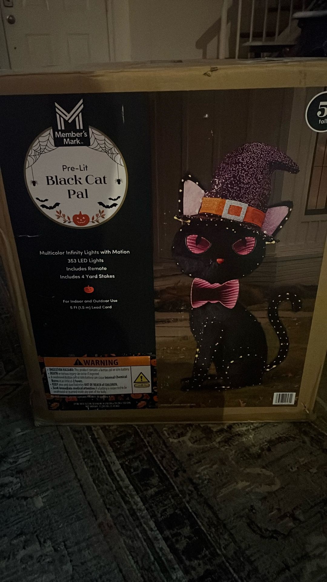 Members Mark Pre Lit Black Cat Pal Halloween Decoration