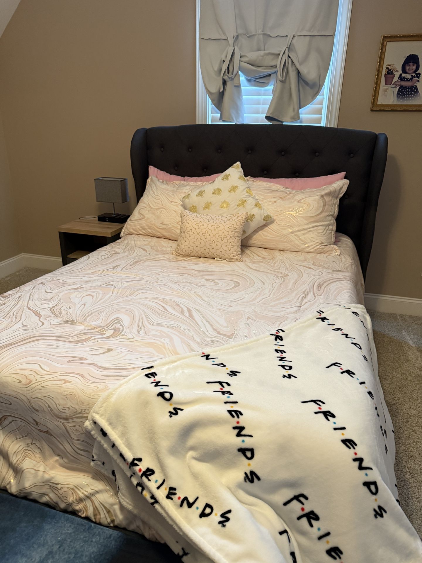 Upholstered  Full Headboard With Mattress 