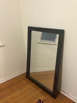 Large Wall Mirror with Dark Wood Frame