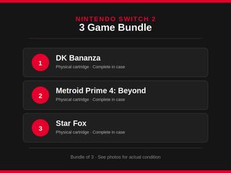 3 game bundle Switch 2 games - DK Bananza, Metroid Prime 4, Star Fox