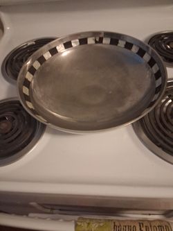 Silver plated bowl w mother of pearl insets