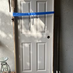 Interior door with frame
