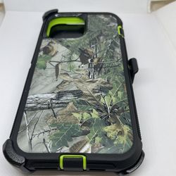 For iPhone 13 Pro Max Green Tree Camouflage Belt Clíp Case 
