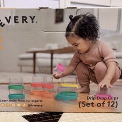 🌈 Lovevery Drip Drop Cups – 12pc Rainbow Stacking/Nesting Set (Original Box)