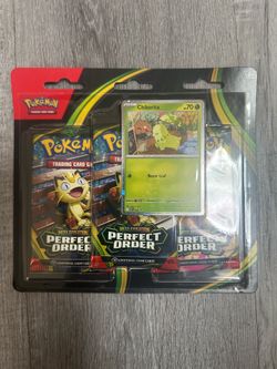 Pokemon TCG ME03 Perfect Order 3 Pack Blister Chikorita Sealed New