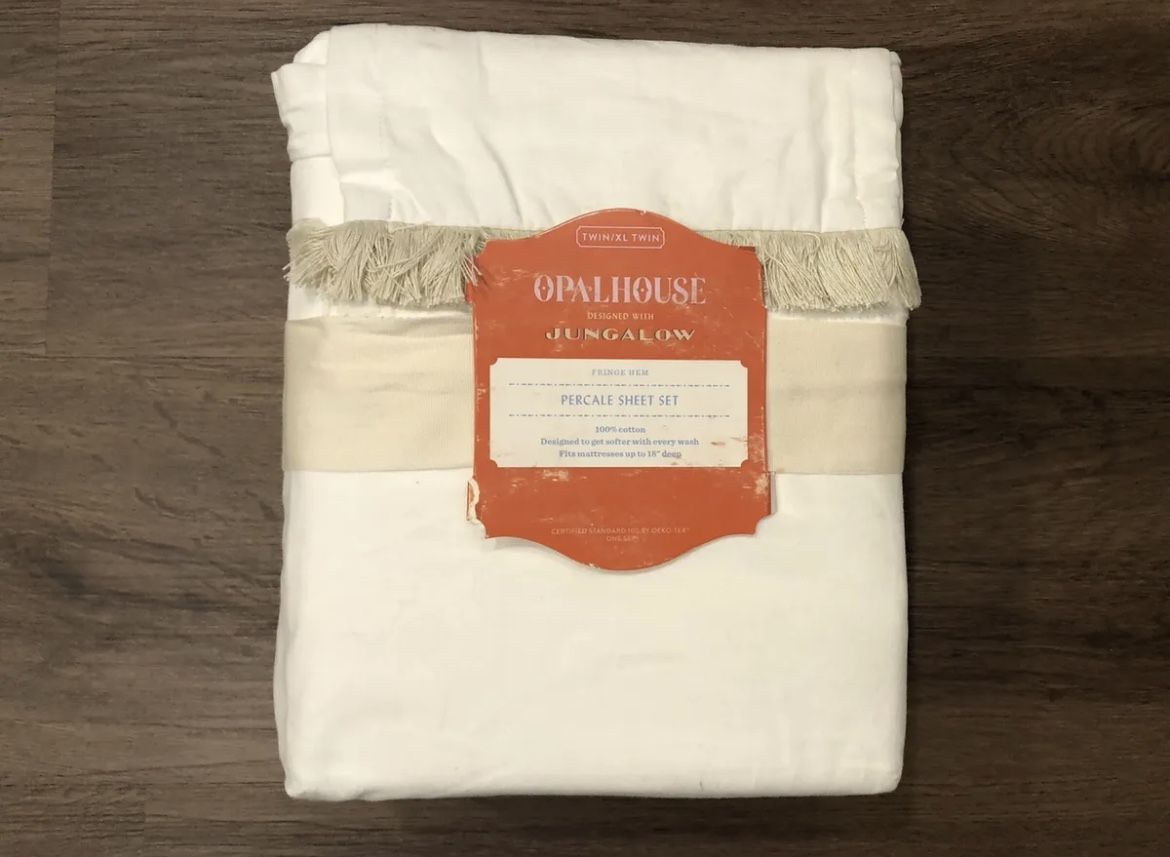 Opalhouse NEW Percale jungalow Fringe Boho Twin XL Sheets (3 Sets Available )  Ivory cream NWT 
