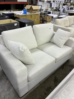 Cream Fabric Loveseat Sofa