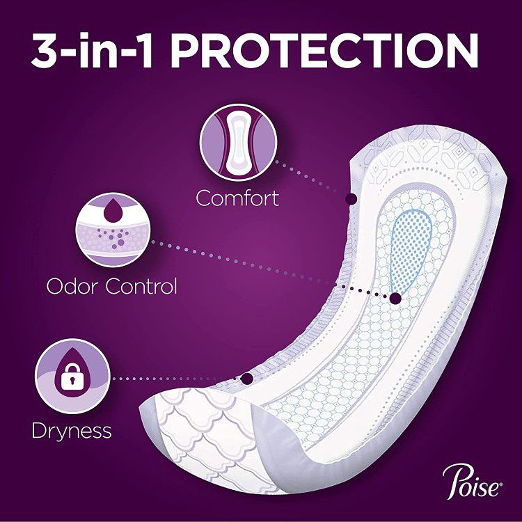 Poise Incontinence Pads for Women, Ultimate Absorbency, Long