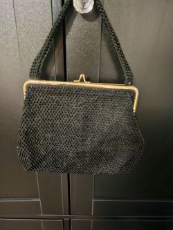 Black Beaded Evening Bag with Gold Frame