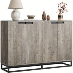 INDUSTRIAL GRAY SIDEBOARD OR COFFEE STATION WITH METAL LEGS BRAND NEW 56X16X36 GREAT QUALITY