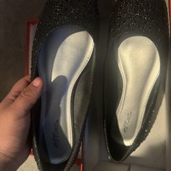 Black Sparkling/ Diamond Flats 
