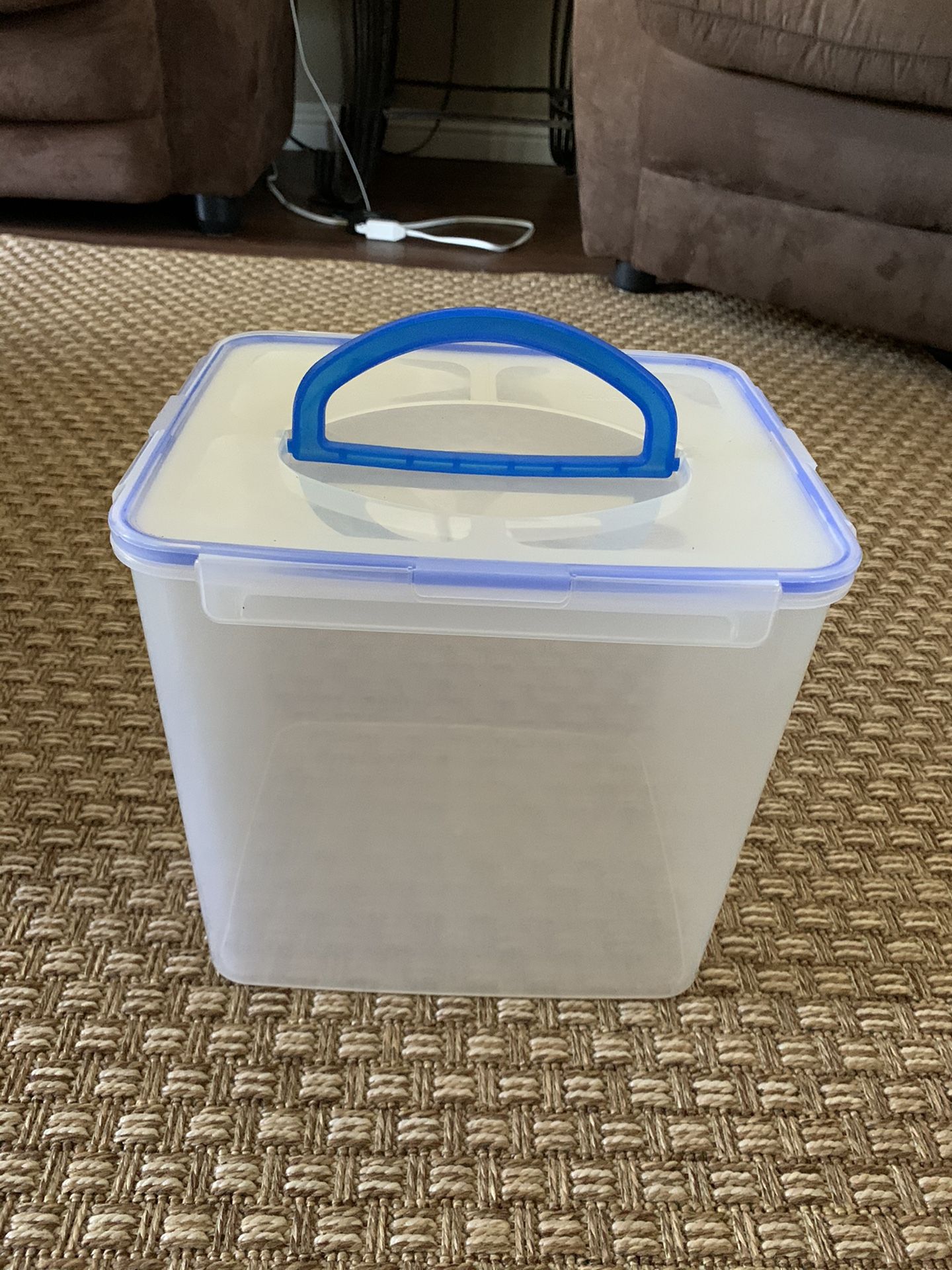 Airtight 40-Cups 320 FL OZ 9.4 Liters Plastic Storage Container with Blue Handle